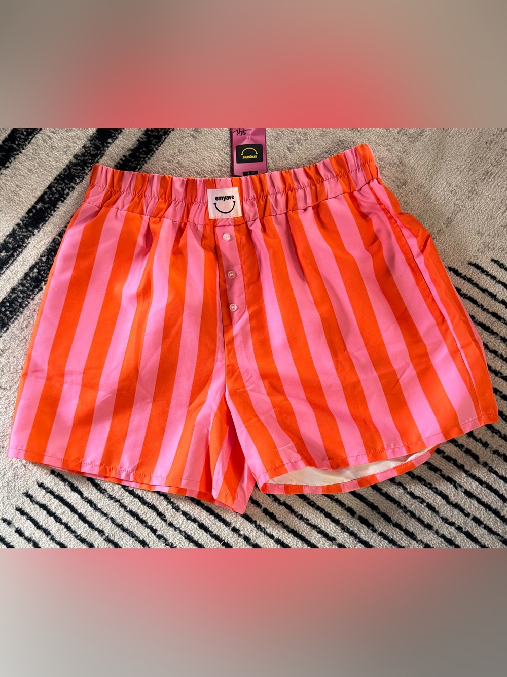 NWT EMY AVE STRIPED BOXER SHORTS, SIZE L/XL